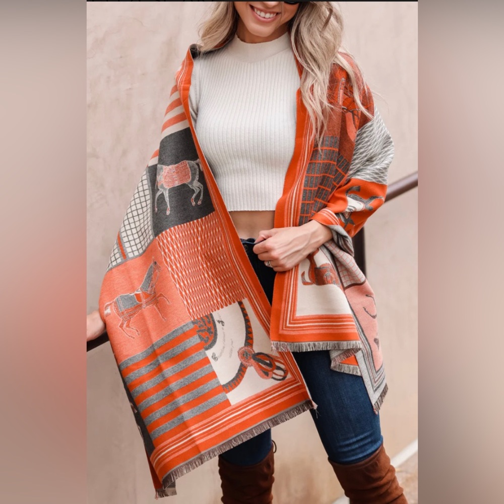 -Equestrian cashmere/wool scarf/shawl
